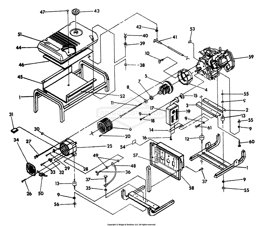 Generator Diagram and Parts List for 9803-0 MC5500 Briggs and Stratton Generator
